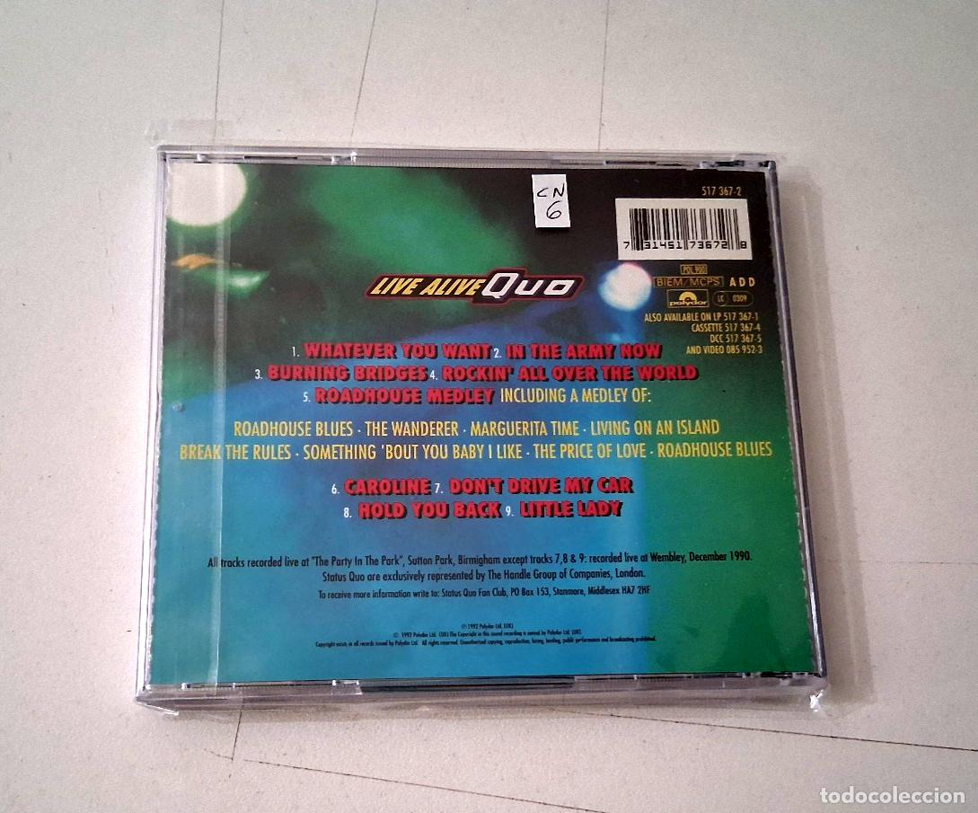 CDs de m&uacute;sica: STATUS QUO &rdquo;LIVE ALIVE QUO&rdquo; CD 9 TRACKS COMO NUEVO - Foto 2
