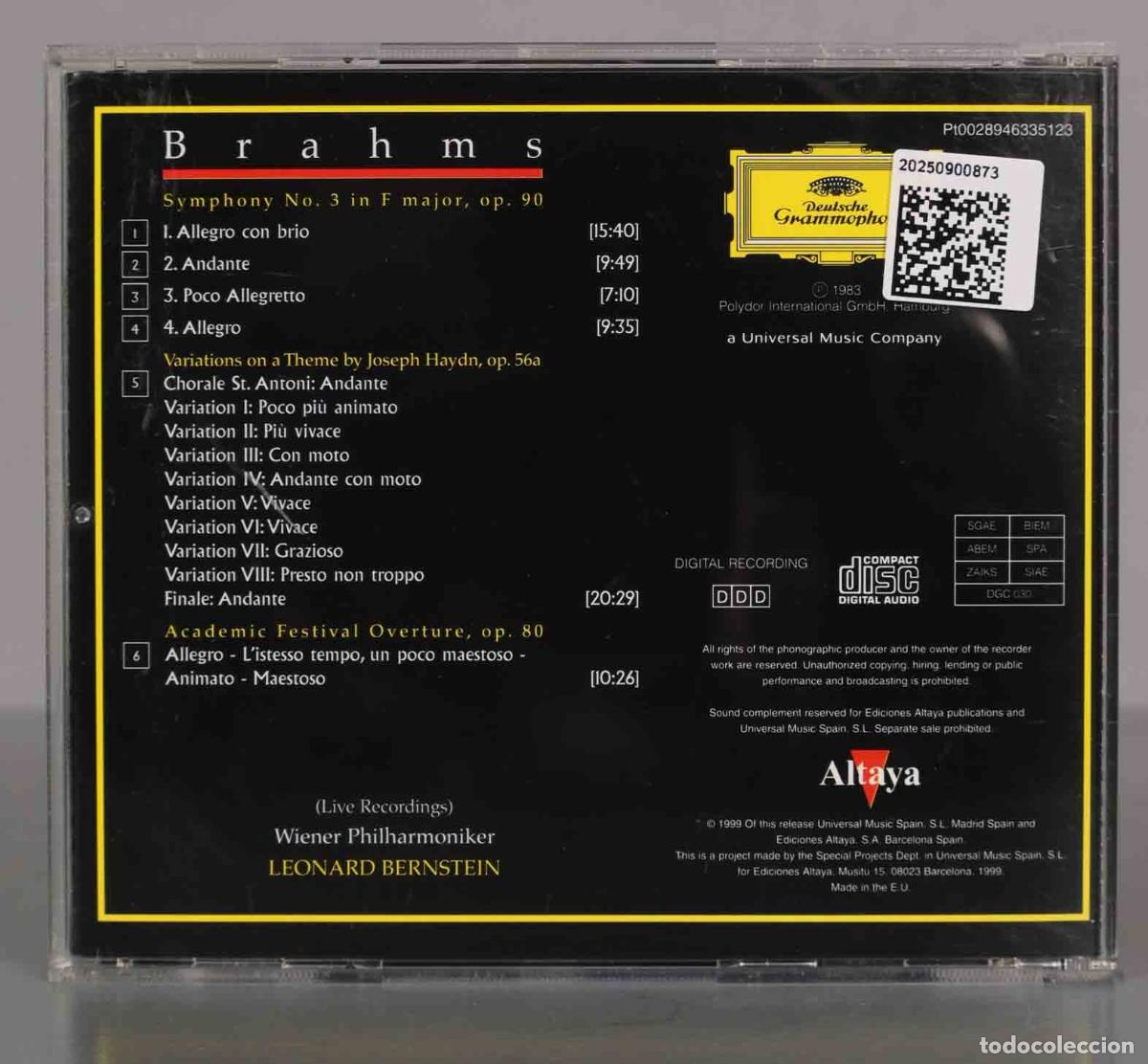 CDs de m&uacute;sica: CD. BRAHMS Sinfonia 3 BERNSTEIN - Foto 2