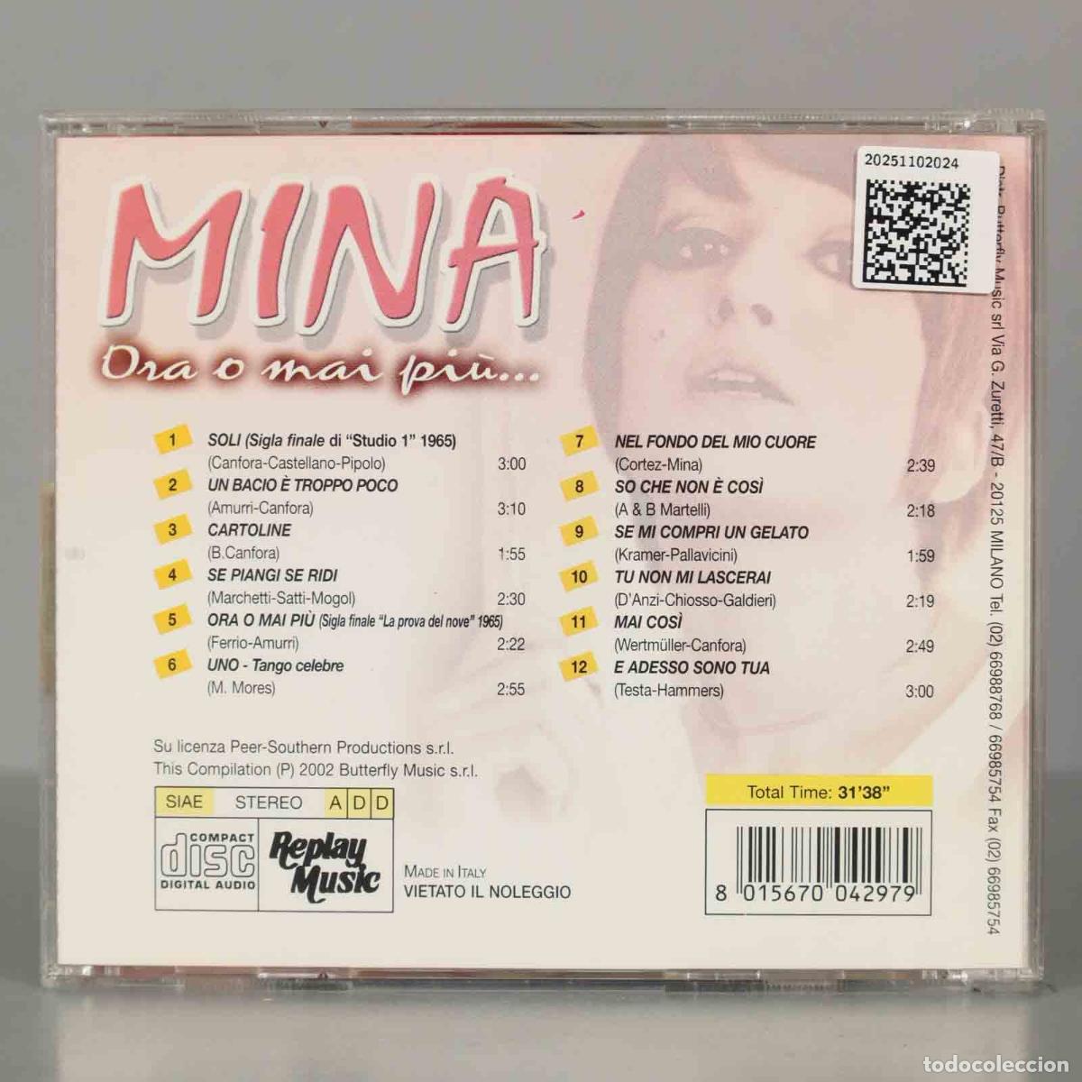 CDs de m&uacute;sica: CD. Mina &ndash; Ora O Mai Pi&ugrave;... - Foto 2