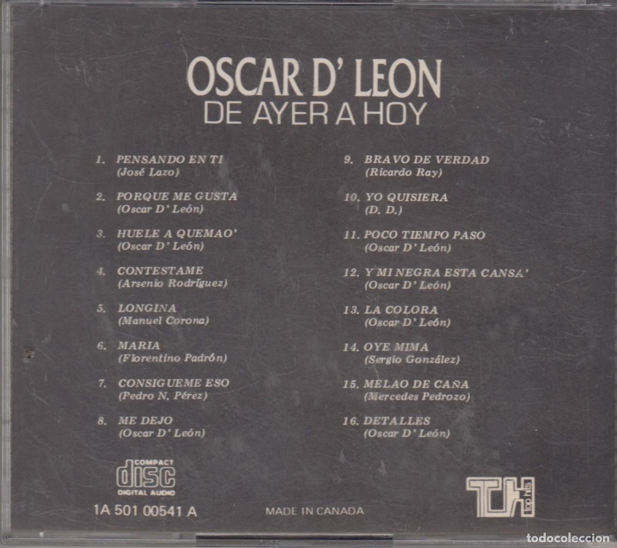 CDs de m&uacute;sica: Oscar DLeon cd De ayer a hoy 1992 Canada - Foto 2
