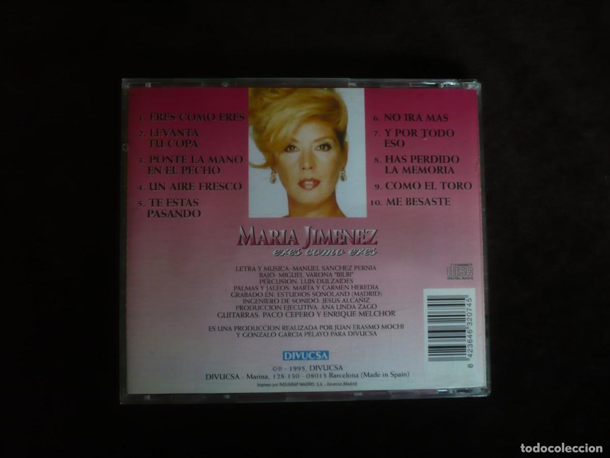CDs de m&uacute;sica: maria jimenez - eres como eres - cd como nuevo - Foto 2