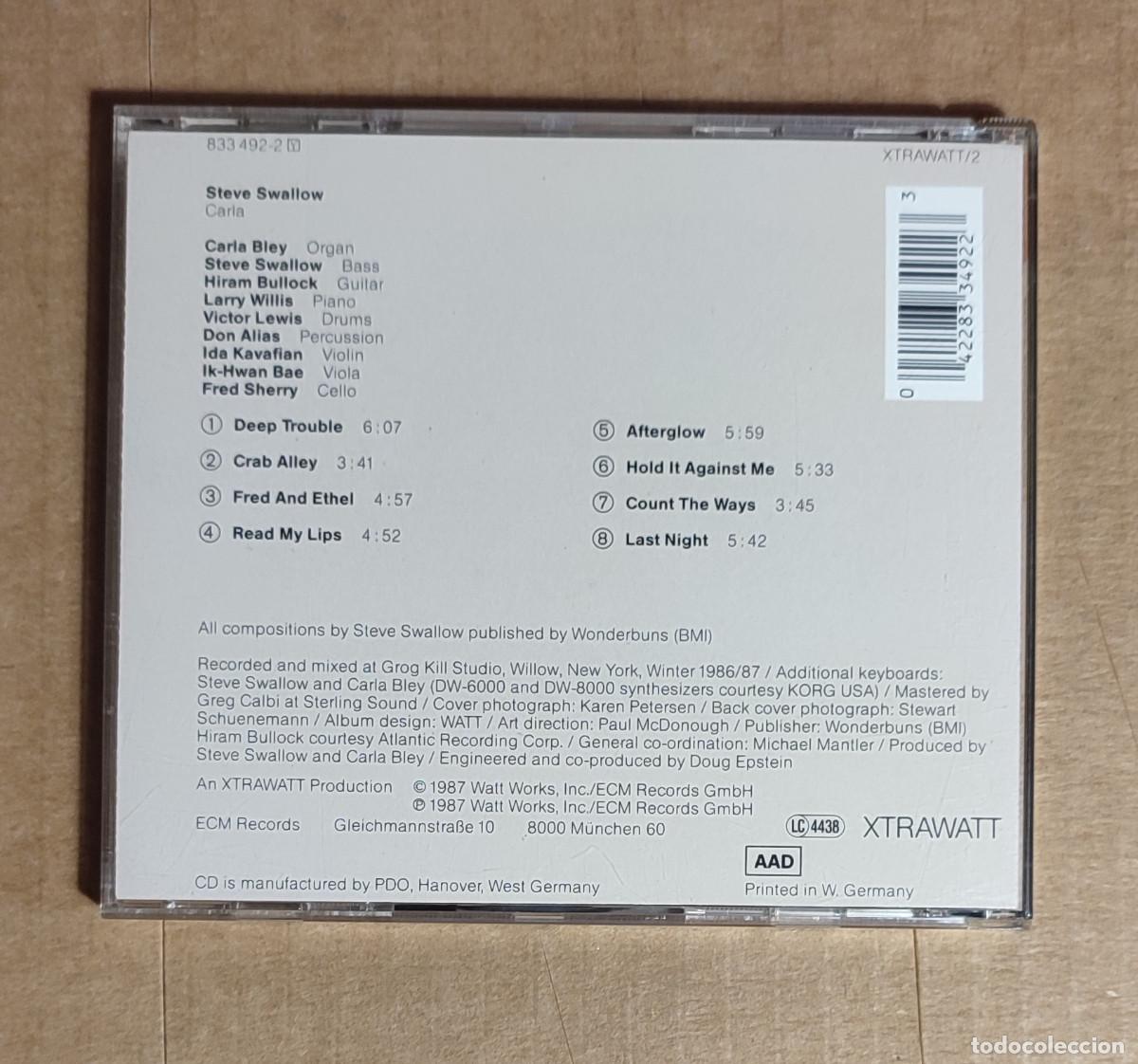 CDs de m&uacute;sica: STEVE SWALLOW - CARLA - 1987 - Foto 3