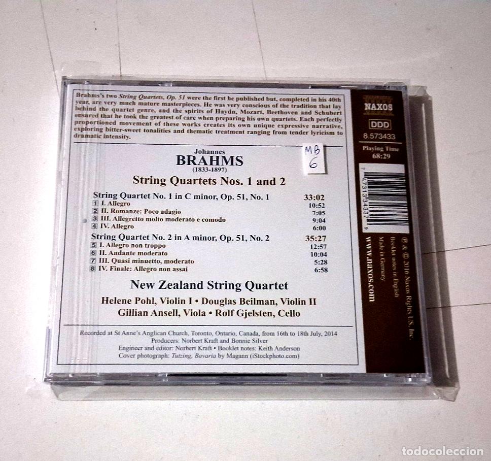 CDs de m&uacute;sica: NEW ZELAND STRING QUARTET &rdquo;BRAHMS STRING QUARTETS Nos 1 & 2&rdquo; CD 8 TRACKS - Foto 2