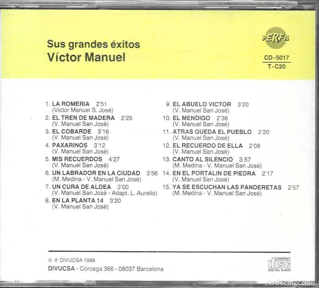 CDs de m&uacute;sica: VICTOR MANUEL - GRANDES EXITOS - DIVUCSA - 1988 - Foto 2