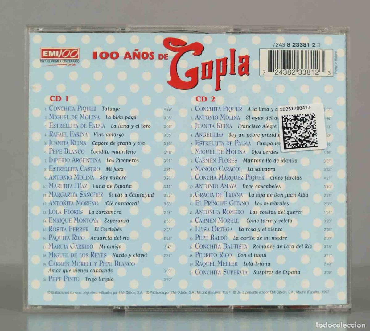 CDs de m&uacute;sica: CD. Various &ndash; 100 A&ntilde;os De Copla - Foto 2