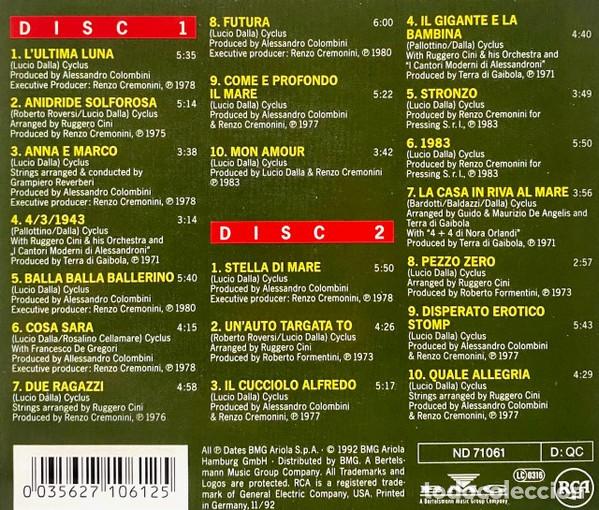 CDs de m&uacute;sica: LUCIO DALLA &ndash; LIEDERALBUM DOBLE CD 1992 - Foto 2