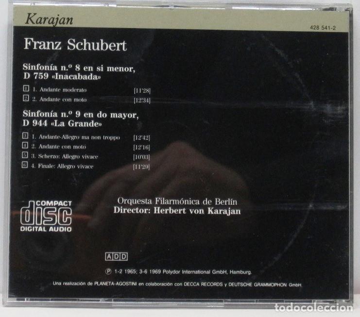 CDs de m&uacute;sica: KARAJAN -SCHBERT - SINFONIA N&ordm; 8 - 9 - CD - Foto 2