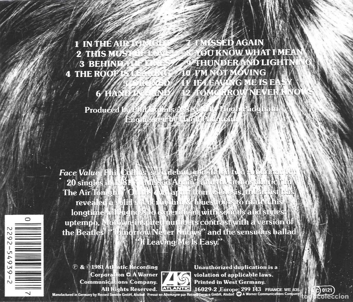 CDs de m&uacute;sica: PHIL COLLINS FACE VALUE (CD) - Foto 2