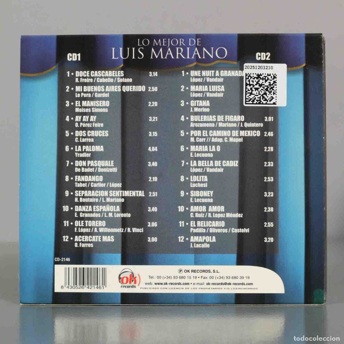CDs de m&uacute;sica: CD. LO MEJOR DE LUIS MARIANO. 2 CDS. - Foto 2