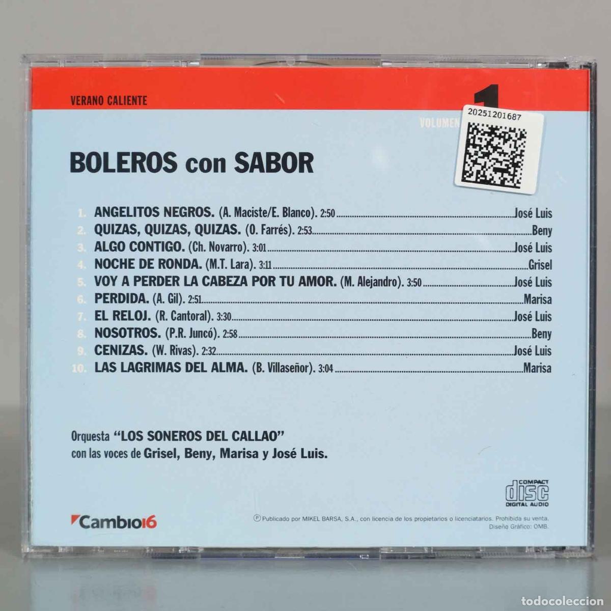 CDs de m&uacute;sica: CD. BOLEROS CON SABOR. LOS SONEROS DEL CALLAO. - Foto 2