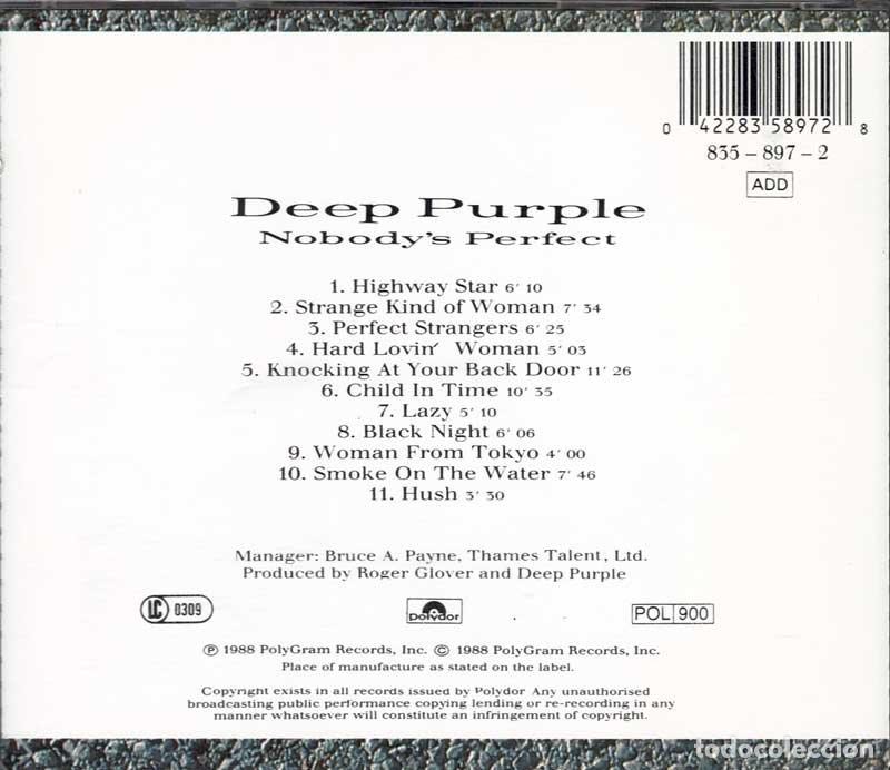 CDs de m&uacute;sica: Deep Purple - Nobodys Perfect. CD - Foto 2