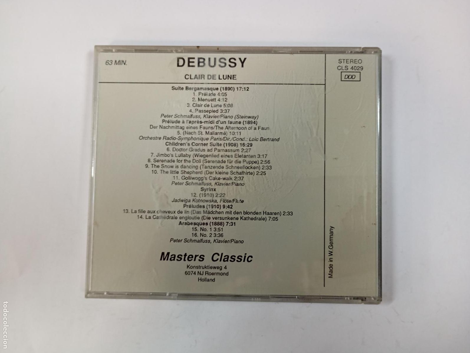 CDs de m&uacute;sica: DEBUSSY. CLAIR DE LUNE. MASTER CLASSIC. CD. TDKV140 - Foto 3