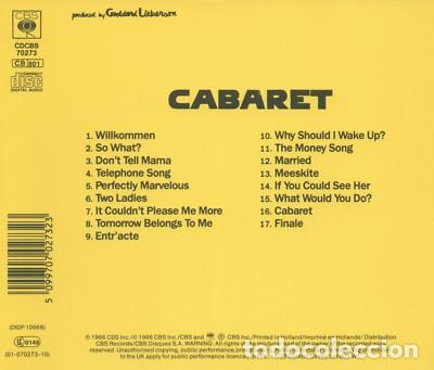 CDs de m&uacute;sica: CABARET. MUSICAL. LOTTE LENYA.CD. 1966 - Foto 2
