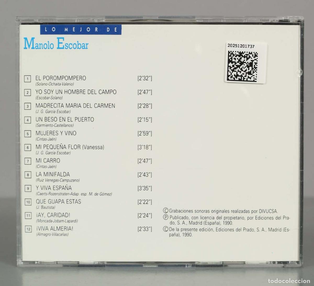 CDs de m&uacute;sica: CD. LO MEJOR DE: MANOLO ESCOBAR. - Foto 2