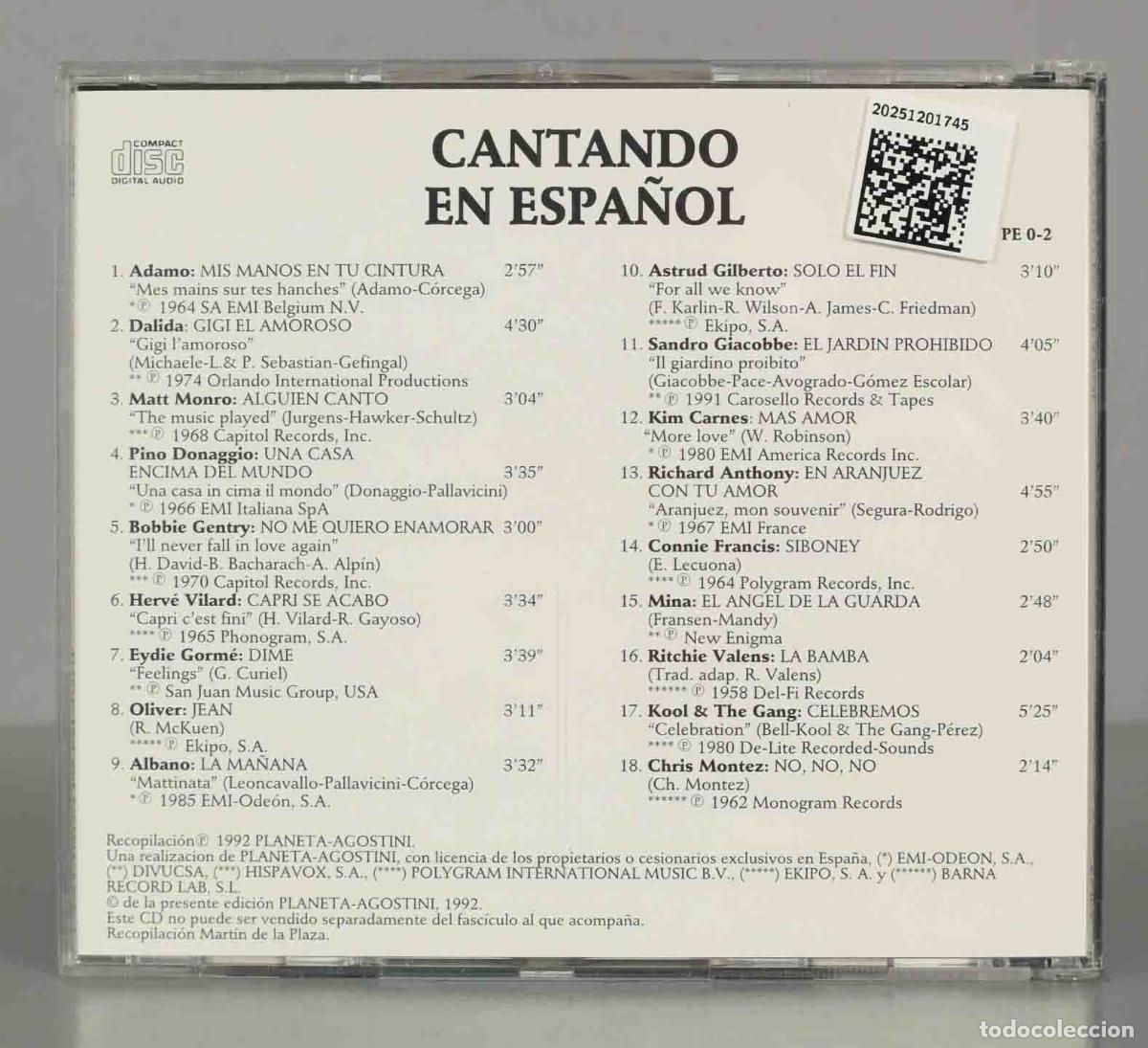CDs de m&uacute;sica: CD. Cantando en espa&ntilde;ol. - Foto 2