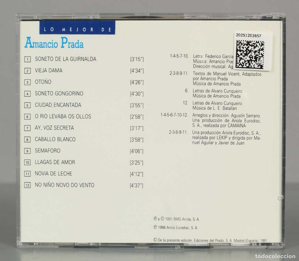 CDs de m&uacute;sica: CD. LO MEJOR DE: AMANCIO PRADA. - Foto 2