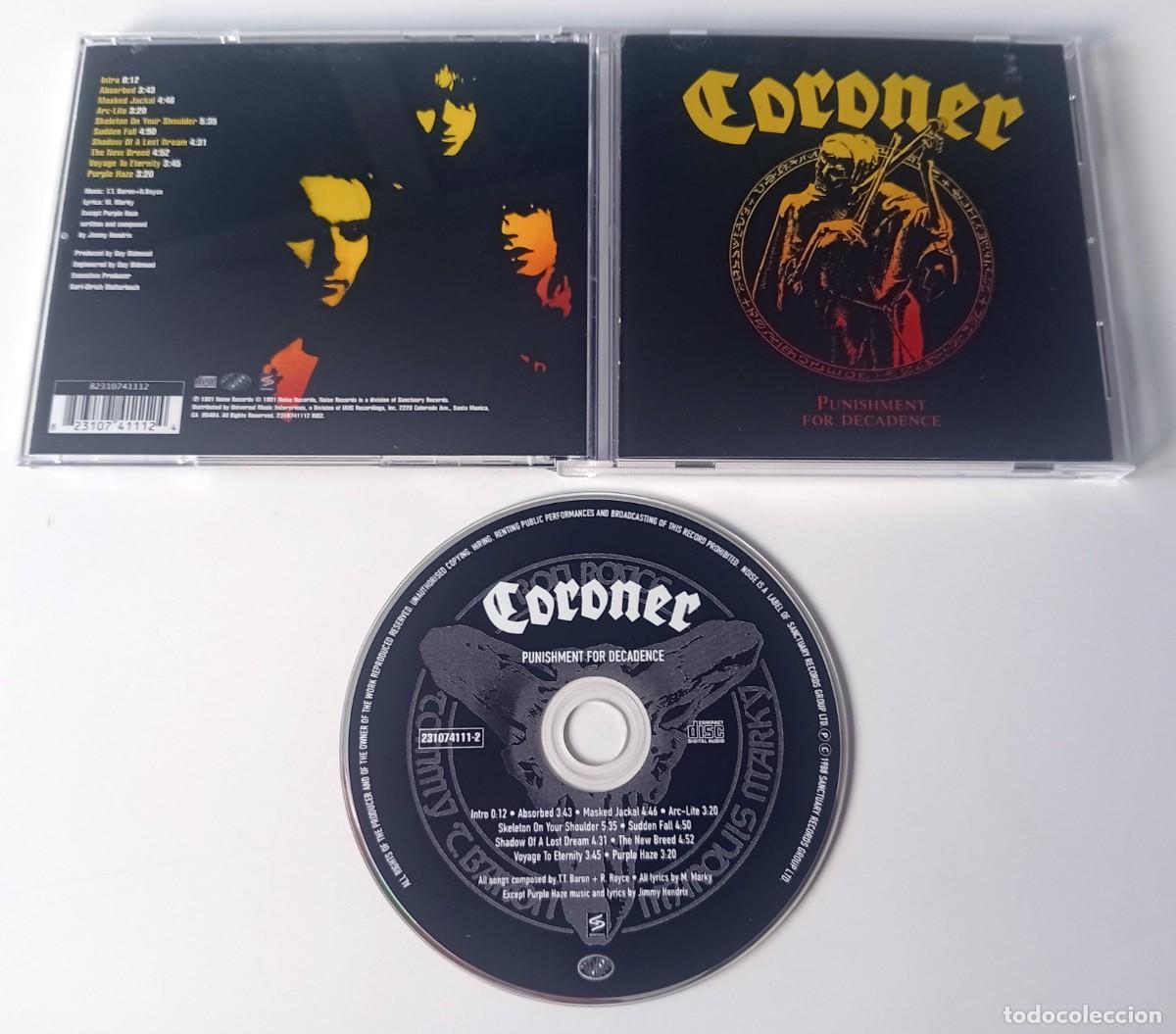 CDs de m&uacute;sica: CD CORONER - PUNISHMENT FOR DECADENCE - Foto 2
