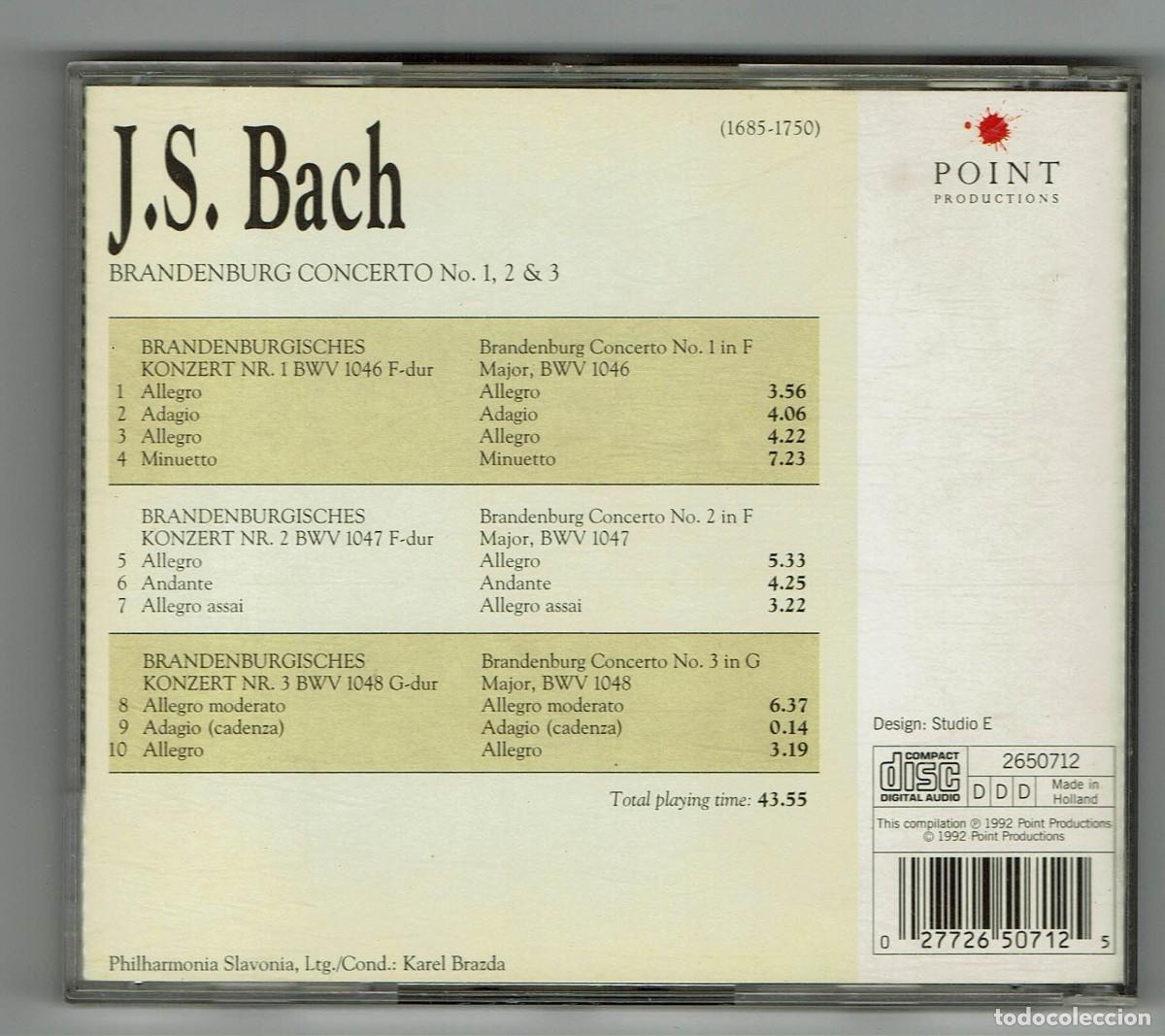 CDs de m&uacute;sica: BACH / BRANDENBURG CONCERTO 1,2,3 / POINT CLASSICS / CD - Foto 2