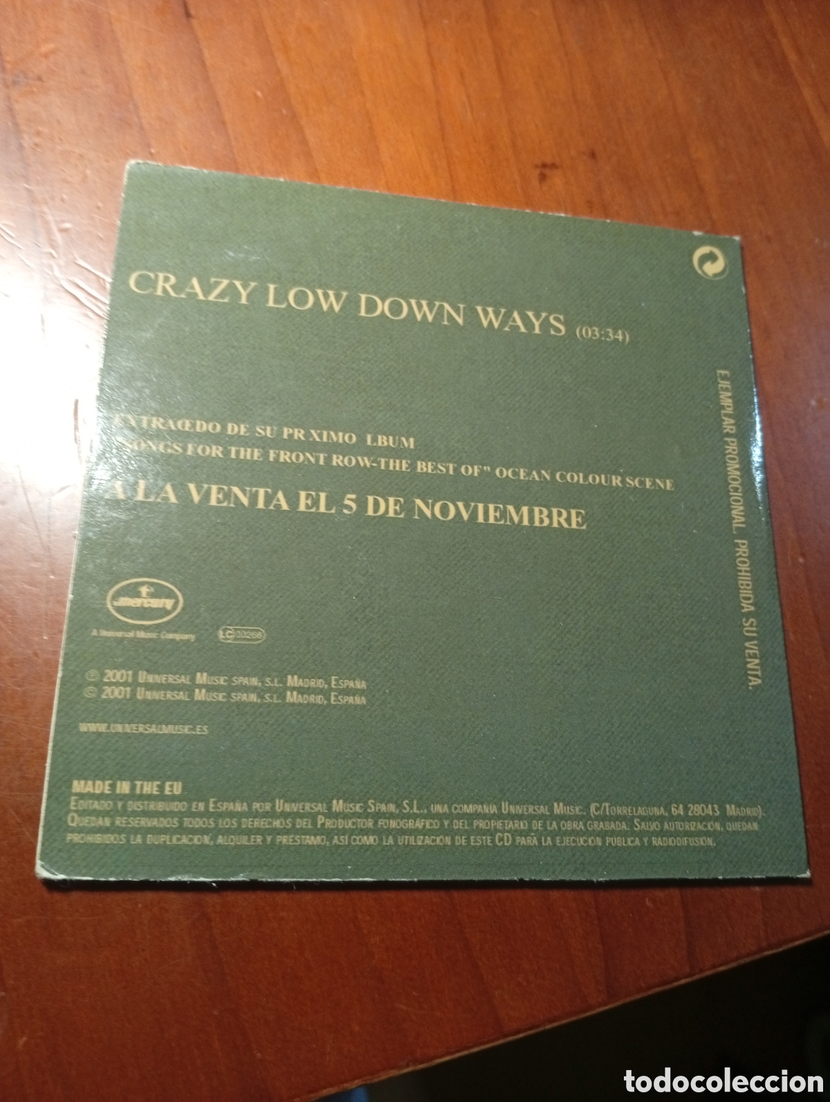 CDs de m&uacute;sica: CD SINGLE CRAZY LOW DOWN WAYS OCEAN COLOUR SCENE - Foto 2