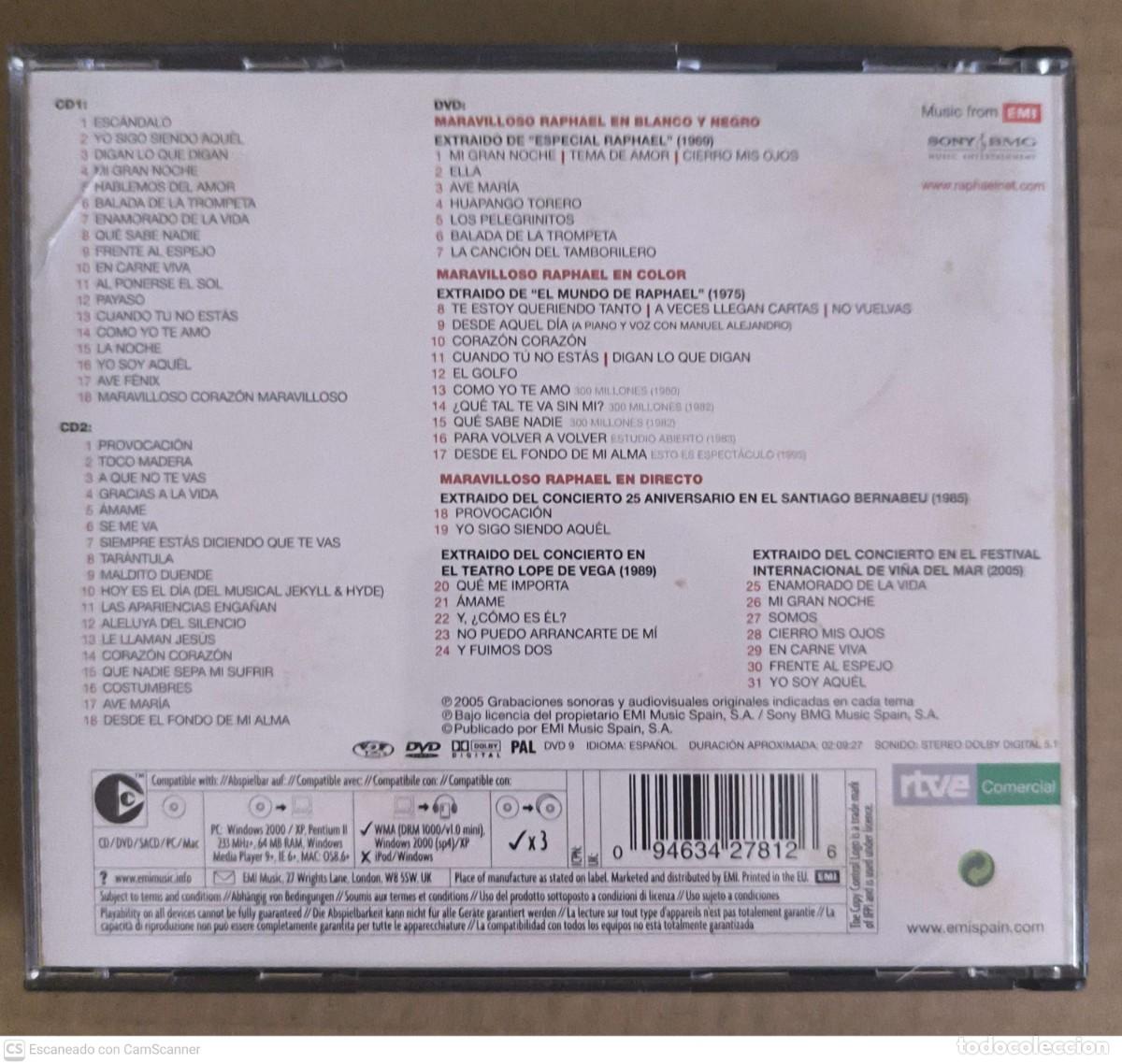 CDs de m&uacute;sica: RAPHAEL (MARAVILLOSO RAPHAEL) 2 CDs + DVD 2005 - Foto 2