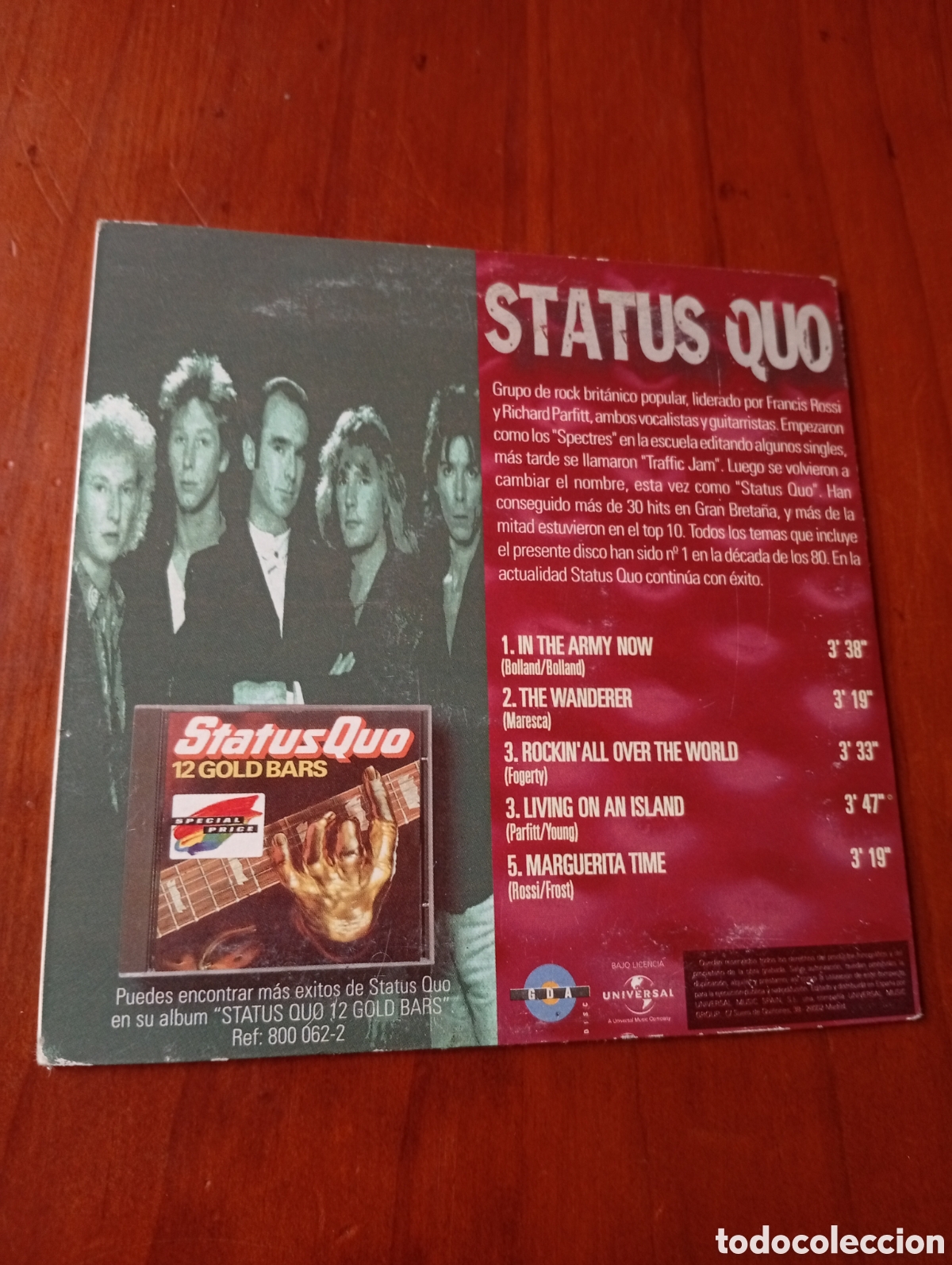 CDs de m&uacute;sica: CD SINGLE STATUS QUO GRANDES MITOS - Foto 2