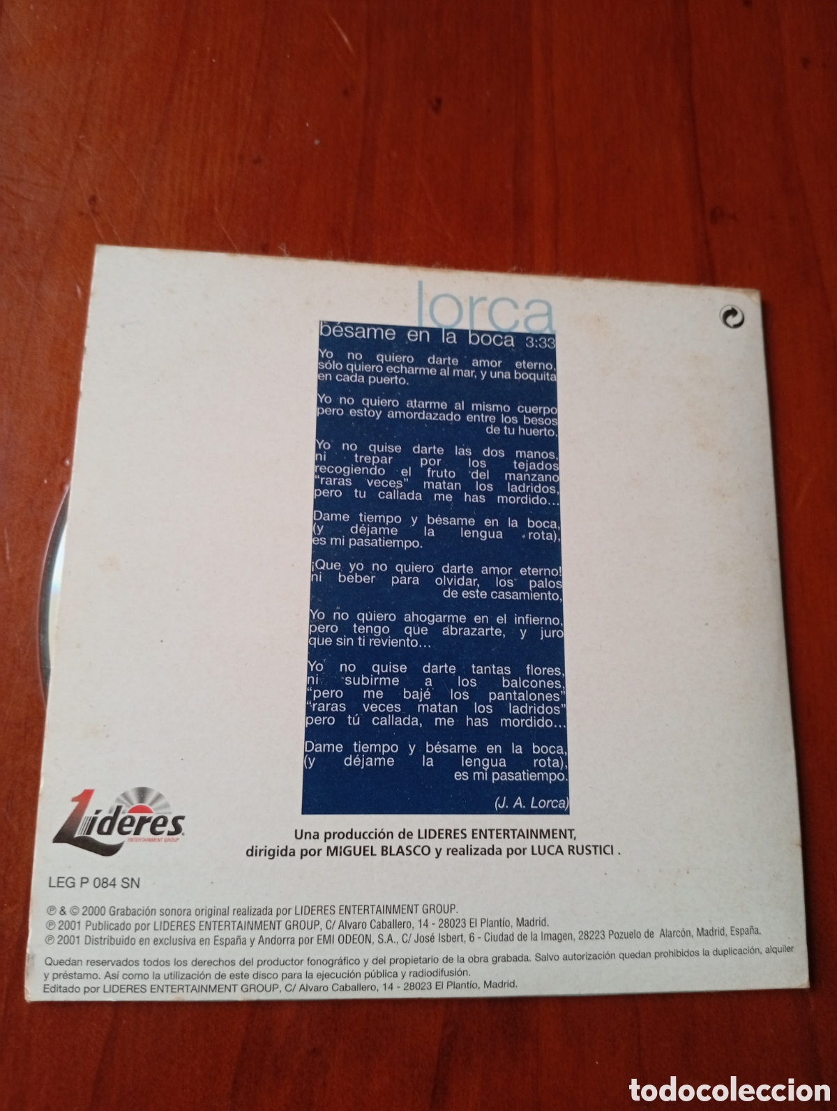 CDs de m&uacute;sica: CD SINGLE LORCA BESAME EN LA BOCA - Foto 2