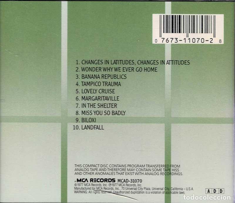 CDs de m&uacute;sica: Jimmy Buffett - Changes In Latitudes, Changes In Attitudes. CD - Foto 2