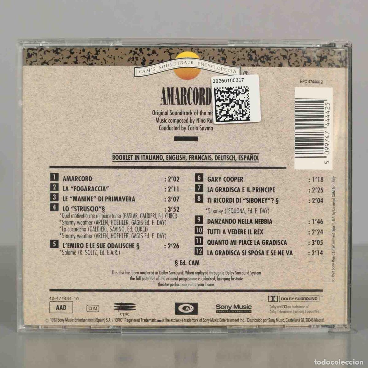CDs de m&uacute;sica: CD. Nino Rota &ndash; Amarcord. - Foto 2
