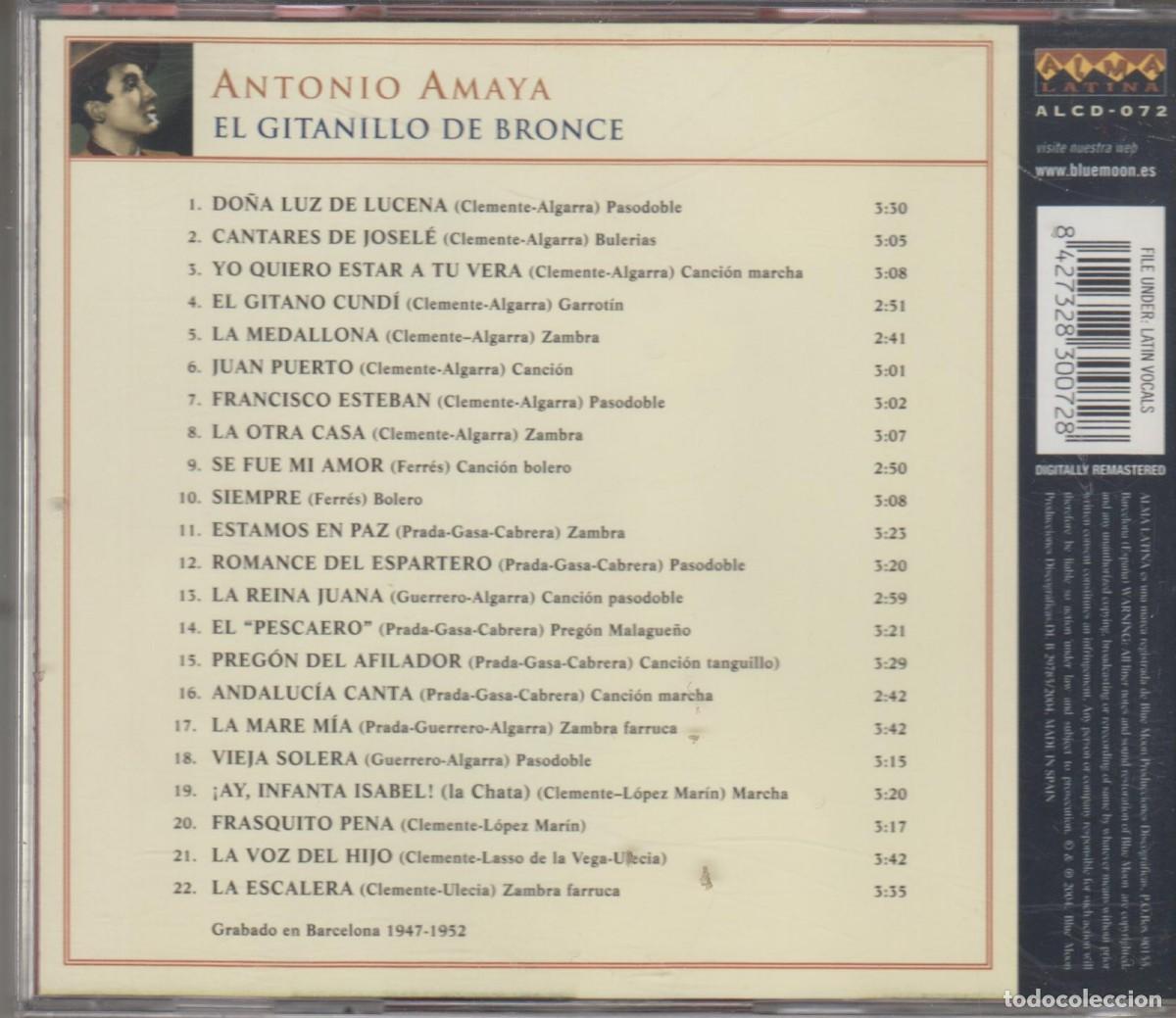 CDs de m&uacute;sica: Antonio Amaya cd El gitanillo de bronce El pescaero 2004 - Foto 2