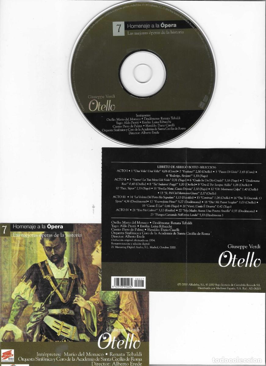 CDs de m&uacute;sica: HOMENAJE A LA OPERA. GIUSEPPE VERDI. OTELLO - Foto 1