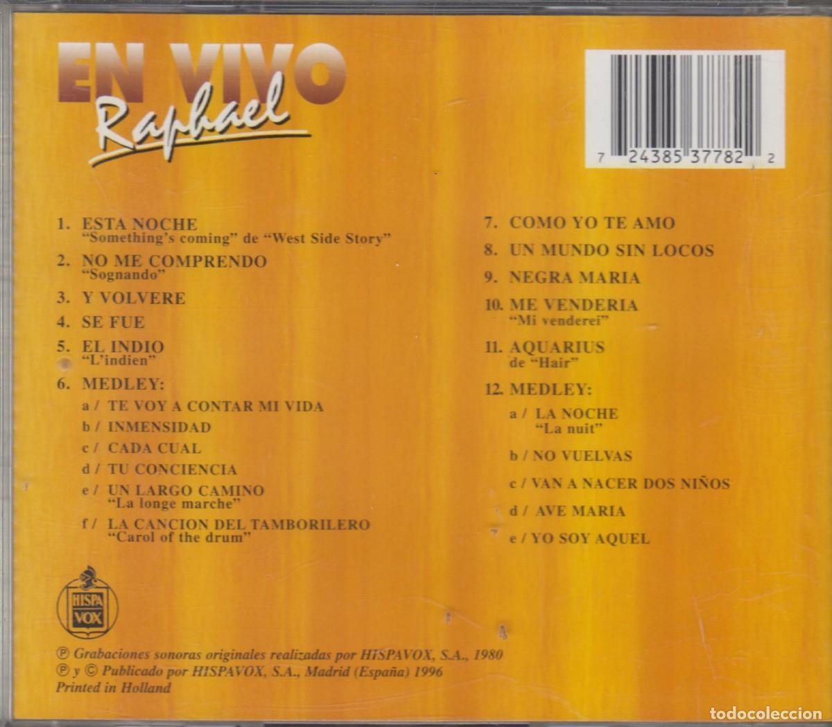 CDs de m&uacute;sica: Raphael cd En vivo 1996 Hispavox - Foto 2