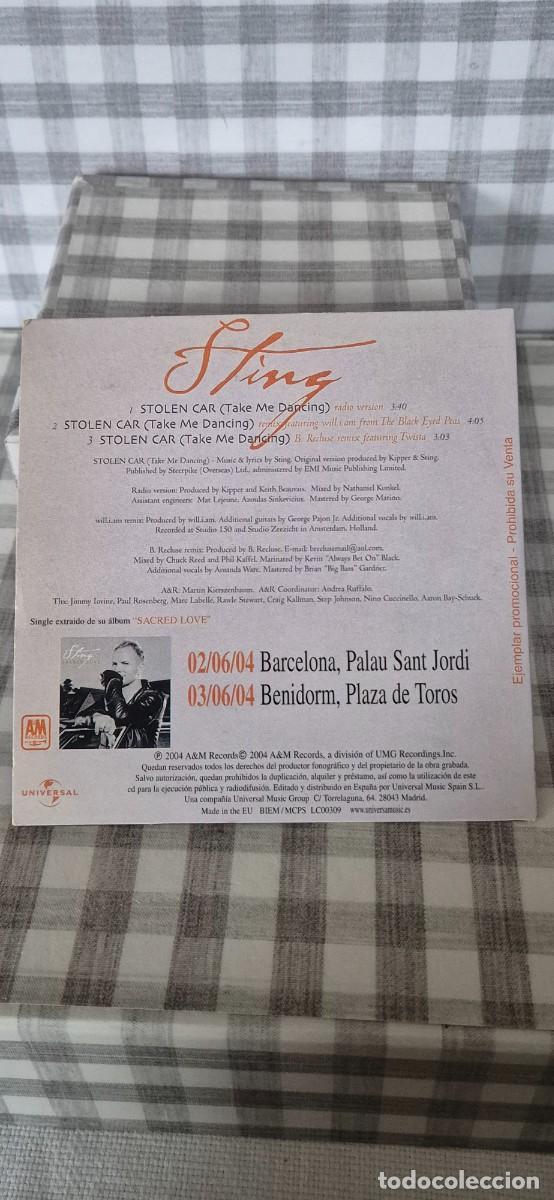 CDs de m&uacute;sica: CD PROMO - STING - STOLEN CAR - Foto 2