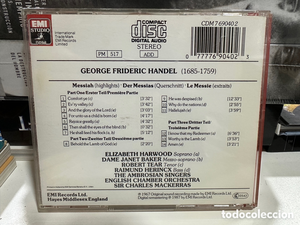 CDs de m&uacute;sica: Haendel - Charles Mackerras - Messiah (Excerpts) (CD) - Foto 2