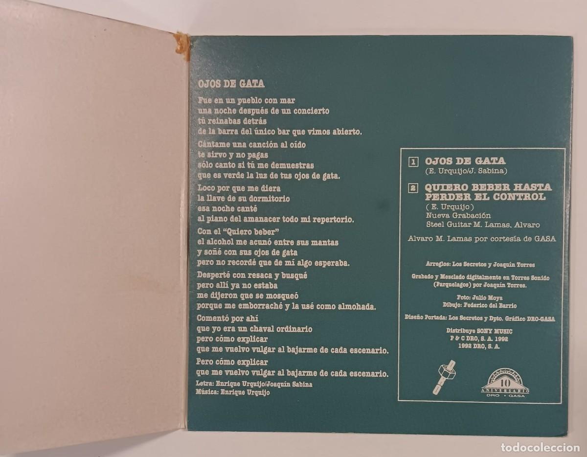 CDs de m&uacute;sica: CD SINGLE COMPACT DISC LOS SECRETOS OJOS DE GATA - Foto 2