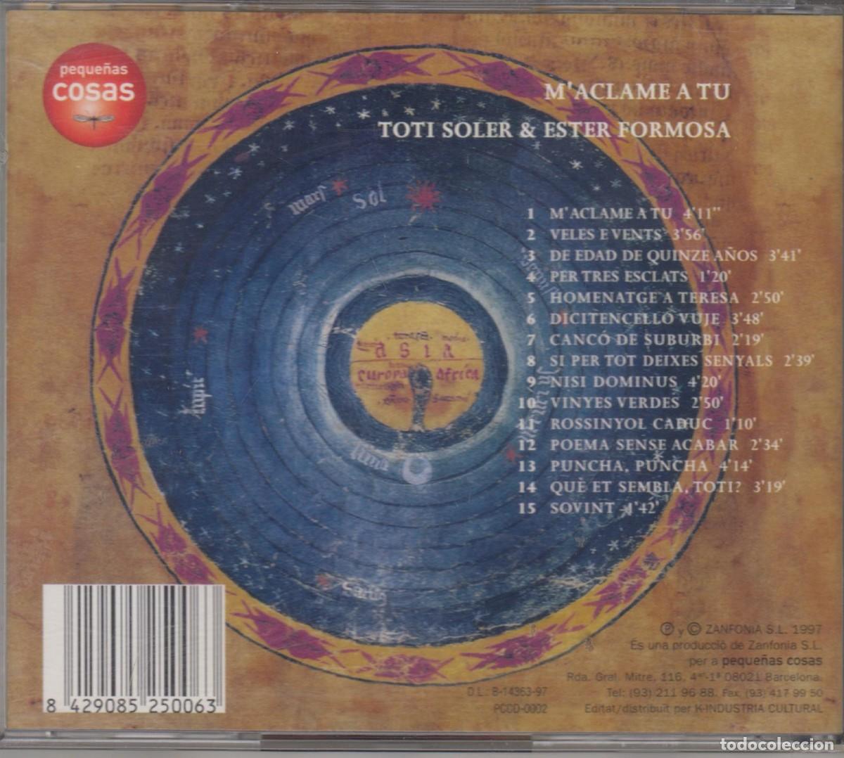 CDs de m&uacute;sica: Toti Soler & Ester Formosa &lrm;cd MAclame A Tu 1997 - Foto 2