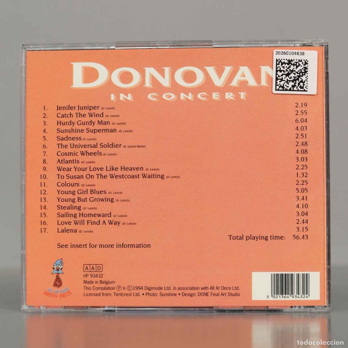 CDs de m&uacute;sica: CD. Donovan &ndash; In Concert. - Foto 2