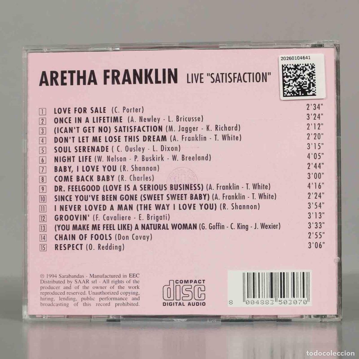 CDs de m&uacute;sica: CD. Aretha Franklin &ndash; Live &acute;Satisfaction&acute; - Foto 2
