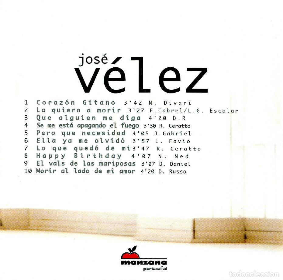 CDs de m&uacute;sica: JOS&Eacute; V&Eacute;LEZ - Sue&ntilde;os de Amor (2001) - Foto 2