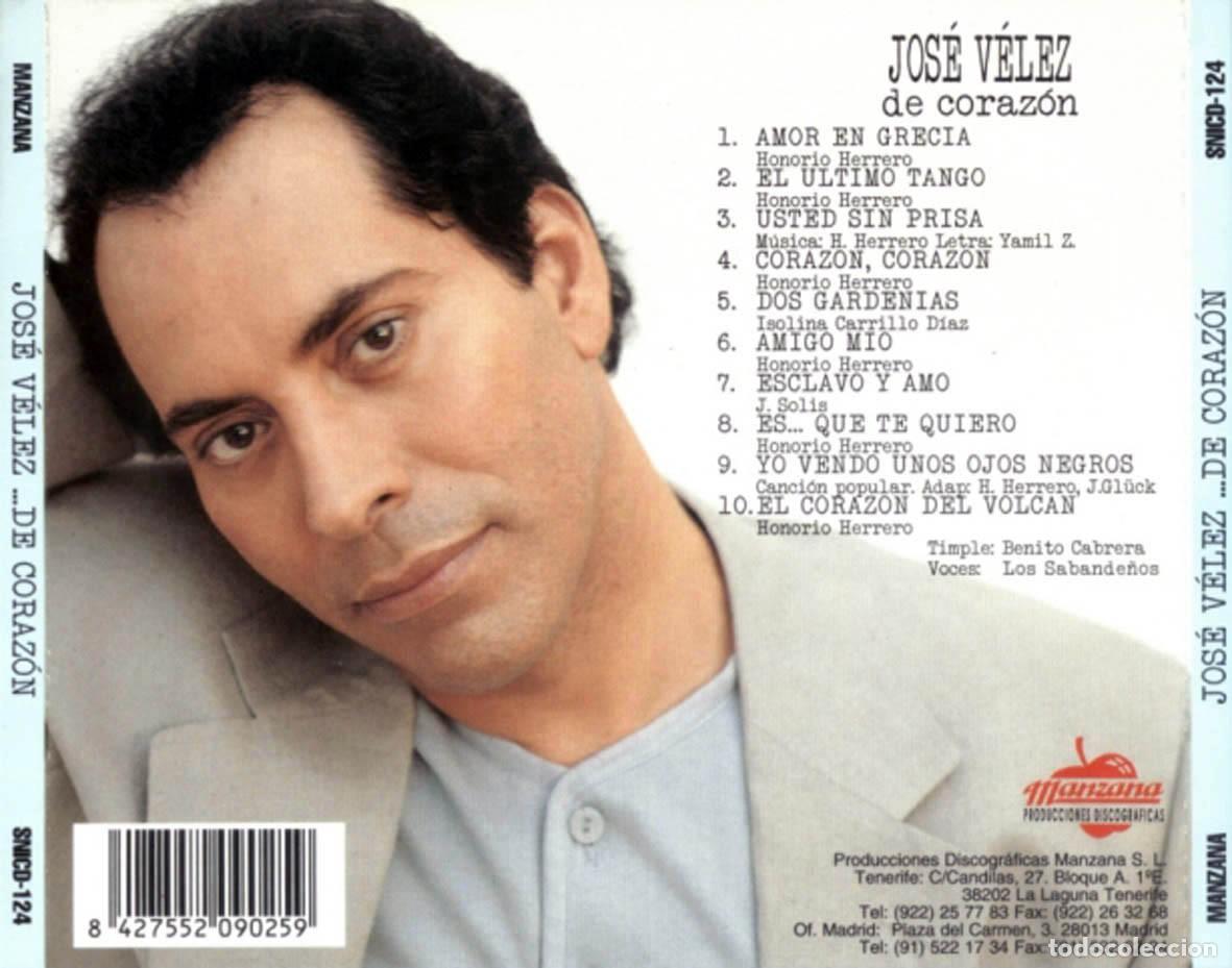 CDs de m&uacute;sica: JOS&Eacute; V&Eacute;LEZ - De Coraz&oacute;n (1996) - Foto 2