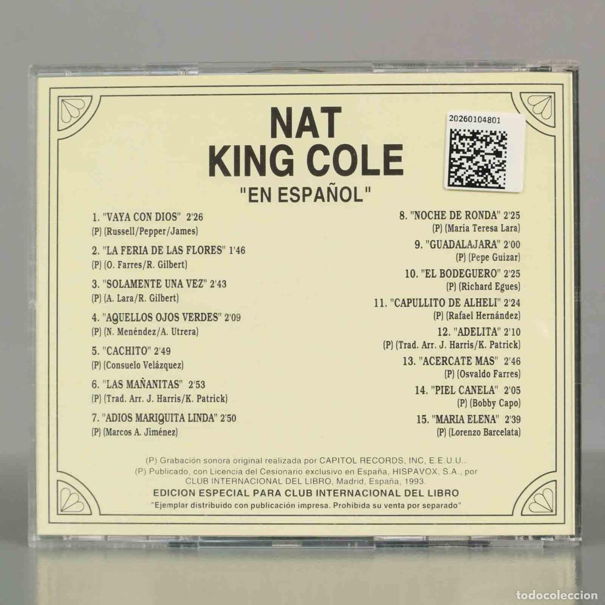 CDs de m&uacute;sica: CD. NAT KING COLE &acute;EN ESPA&Ntilde;OL&acute; - Foto 2