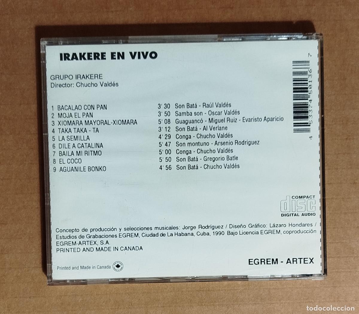 CDs de m&uacute;sica: IRAKERE - EN VIVO - 1990 - Foto 3
