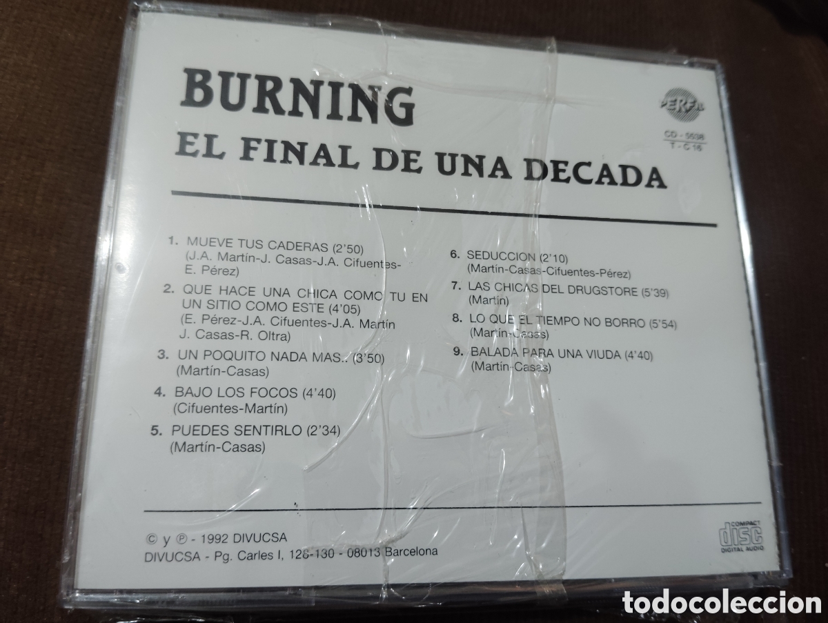 CDs de m&uacute;sica: BURNING - EL FINAL DE LA DECADA , 1992 / CD NUEVO Y PRECINTADO. - Foto 2