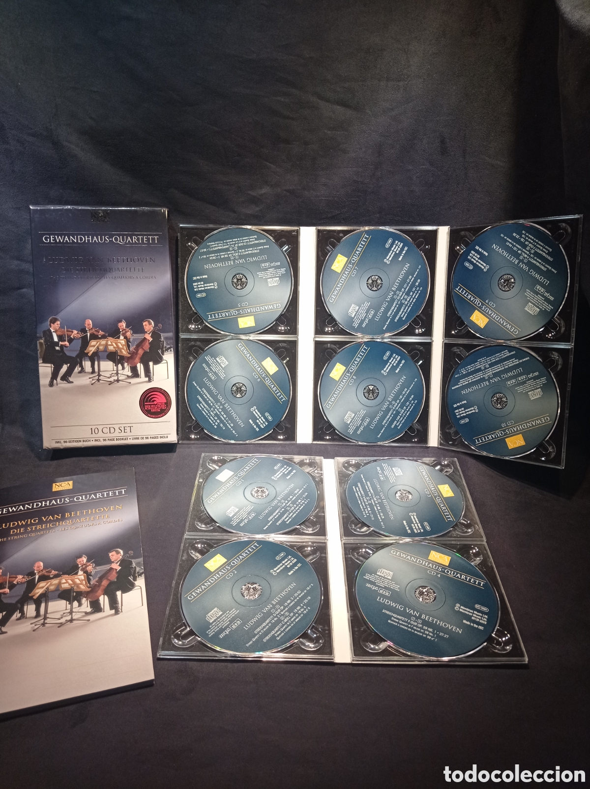 CDs de Musique: 10 X CD'S BEETHOVEN STRING QUARTET. CUARTETO DE CUERDA CON LIBRETO 96 PAG. INGL&Eacute;S, FRANC&Eacute;S Y ALEM&Aacute;N.