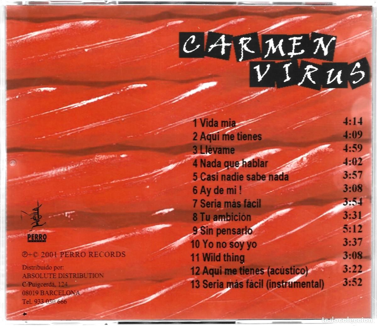 CDs de m&uacute;sica: CARMEN VIRUS LL&Eacute;VAME (CD) - Foto 2