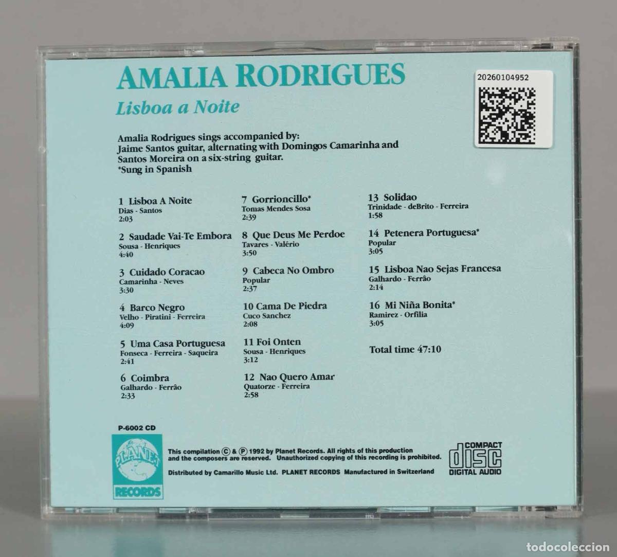 CDs de m&uacute;sica: CD. Am&aacute;lia Rodrigues &ndash; Lisboa A Noite - Foto 2