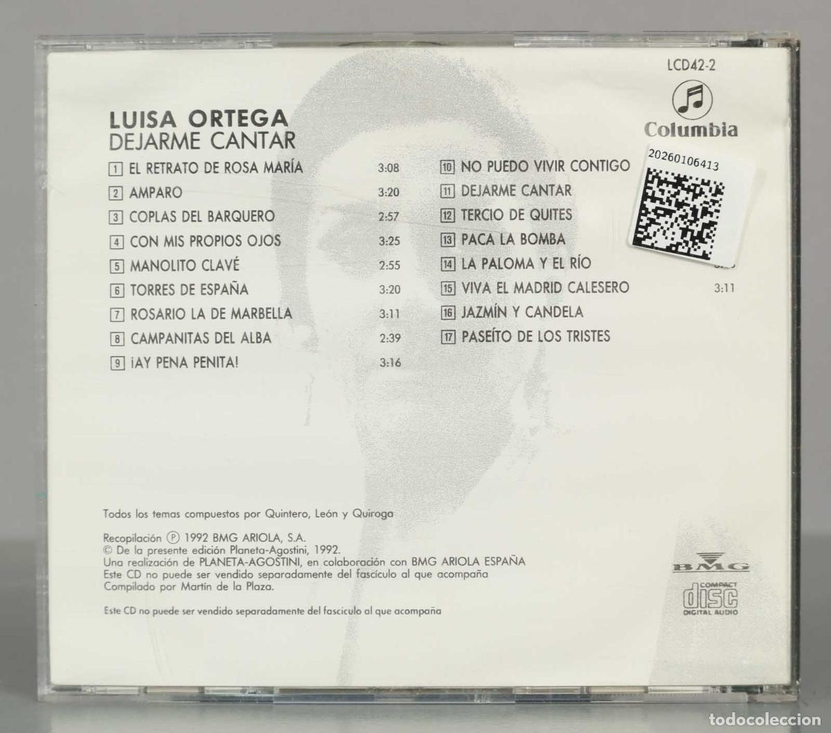 CDs de m&uacute;sica: CD. LUISA ORTEGA - DEJARME CANTAR. - Foto 2