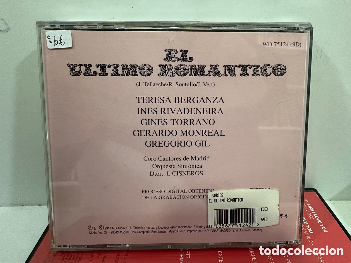 CDs de m&uacute;sica: Tellaeche - Soutullo, Vert - El &Uacute;ltimo Rom&aacute;ntico (CD) - Foto 2