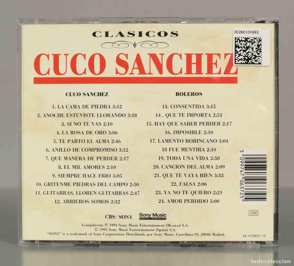 CDs de m&uacute;sica: CD. Cuco Sanchez &ndash; Cuco S&aacute;nchez - Boleros. - Foto 2