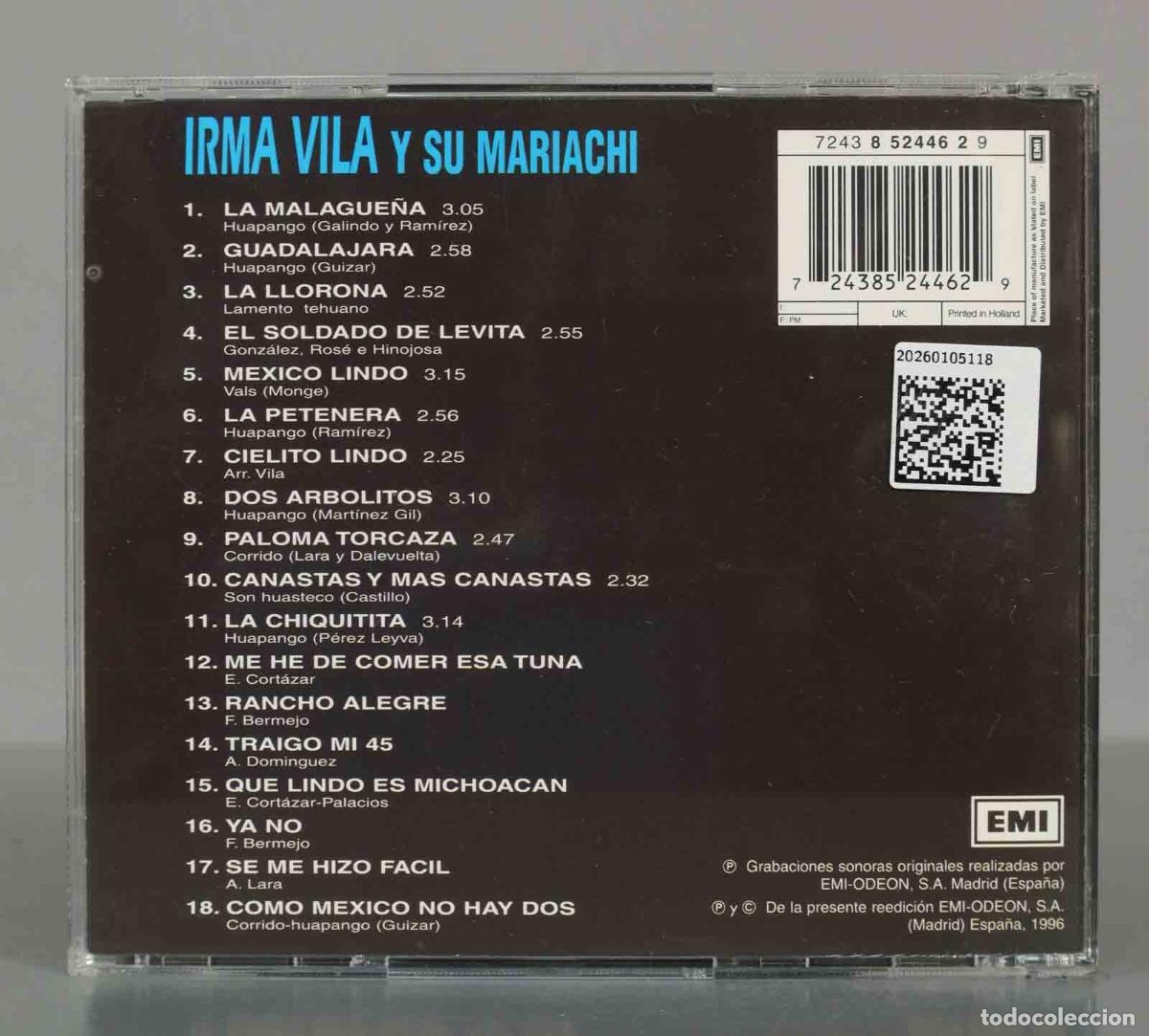 CDs de m&uacute;sica: CD. IRMA VILA Y SU MARIACHI. - Foto 2