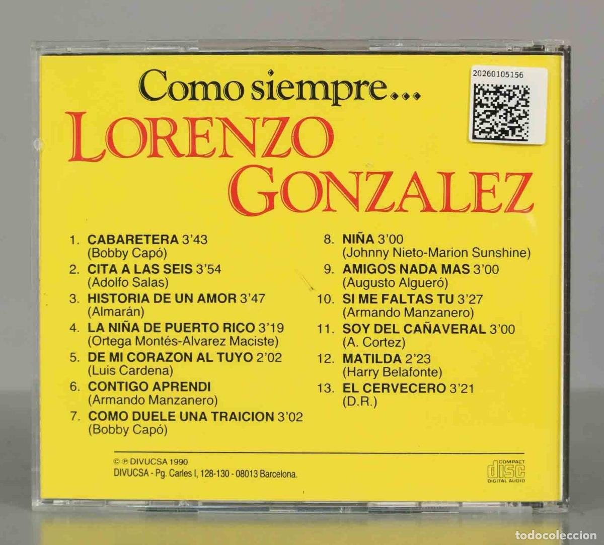 CDs de m&uacute;sica: CD. COMO SIEMPRE. LORENZO GONZALEZ. - Foto 2